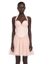 Jarmila Pink Halterneck Pleated Mini Dress