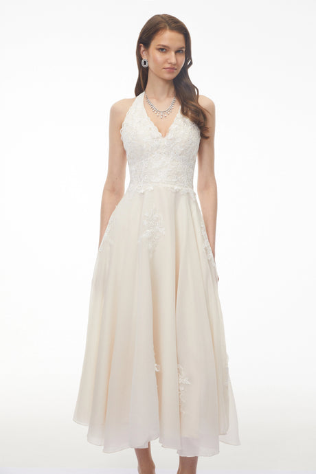 Egle Midi Dress White Lace Sweetheart