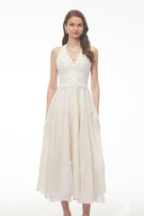 Jasmine White Lace Sweetheart Midi Dress
