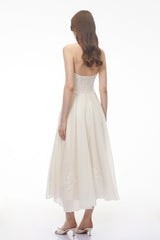 Jasmine White Lace Sweetheart Midi Dress
