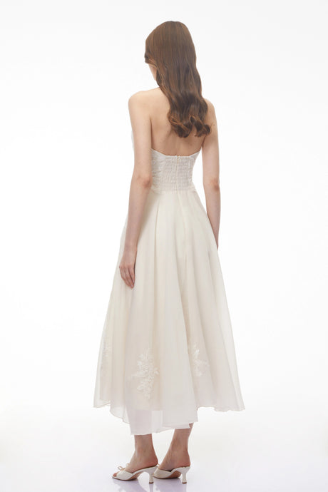 Egle Midi Dress White Lace Sweetheart