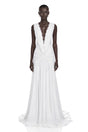 Jasmine White Plunge Neck Ruched Maxi Dress