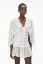 Jasmine White VNeck Ruched Mini Dress