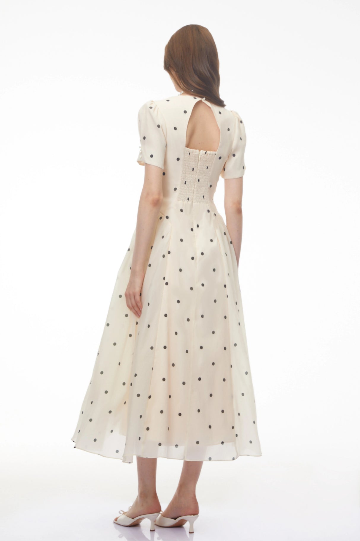 Javaneh White Polka Dot Maxi Dress