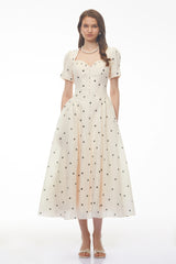 Javaneh White Polka Dot Maxi Dress