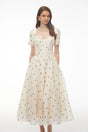 Javaneh White Polka Dot Maxi Dress