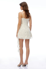 Jean Cream Floral Print Draped Mini Dress