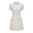 Jeanne white embellished tweed mini dress