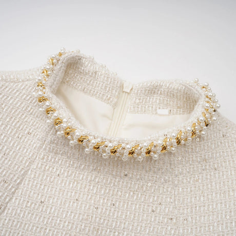 Jeanne white embellished tweed mini dress