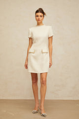 Jeanne white embellished tweed mini dress