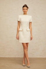 Jeanne white embellished tweed mini dress
