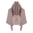 Jimena Brown Cold Shoulder Embellished Mini Dress