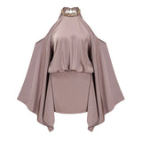 Jimena Brown Cold Shoulder Embellished Mini Dress