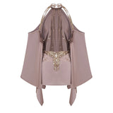 Jimena Brown Cold Shoulder Embellished Mini Dress