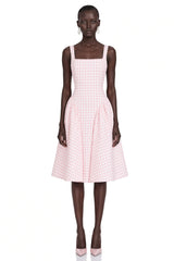 Jitka Pink Gingham Print Corset Midi Dress