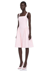 Jitka Pink Gingham Print Corset Midi Dress