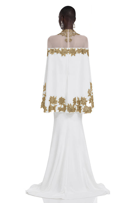 Phoebe Maxi Dress White Sequin with 3D Florals