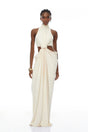 Joaquín Neutral Braid Detail Ruched Maxi Dress
