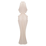 Joaquín Neutral Braid Detail Ruched Maxi Dress
