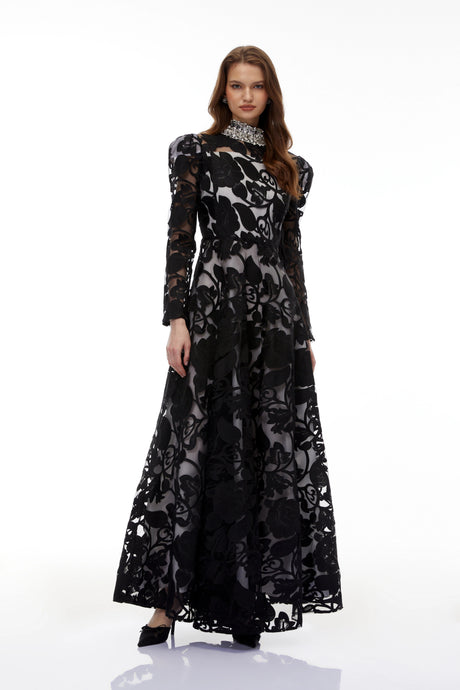 Bailey Maxi Dress Black Floral Embellished