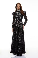 Jocasta Black Floral Embellished Maxi Dress