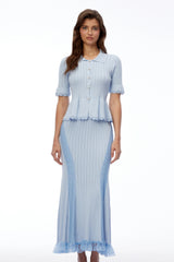 Jocasta Blue Stretch Lace Knit Midi Dress