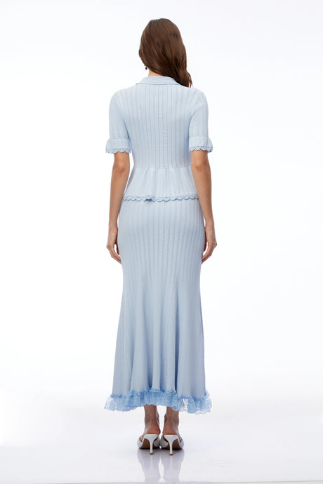 Melanie Midi Dress Blue Stretch Lace Knit