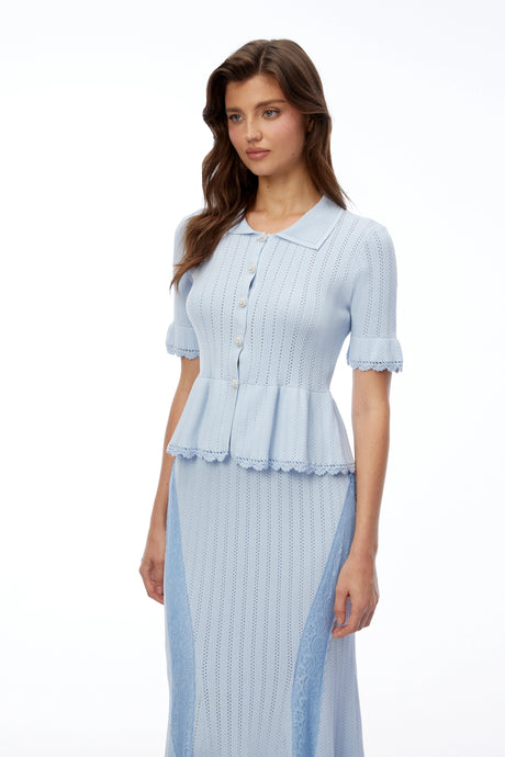 Melanie Midi Dress Blue Stretch Lace Knit