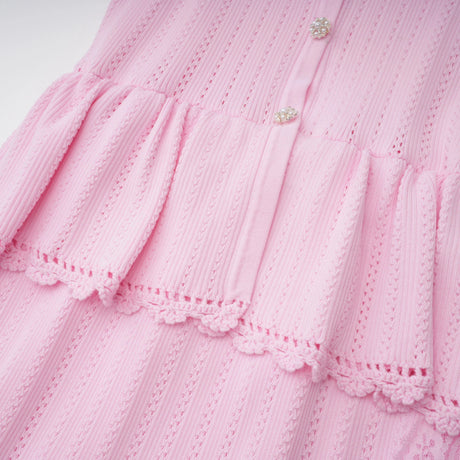 Flavia Midi Dress Pink Stretch Lace Knit