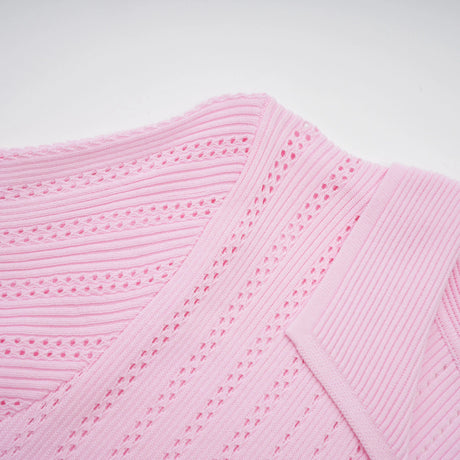 Flavia Midi Dress Pink Stretch Lace Knit