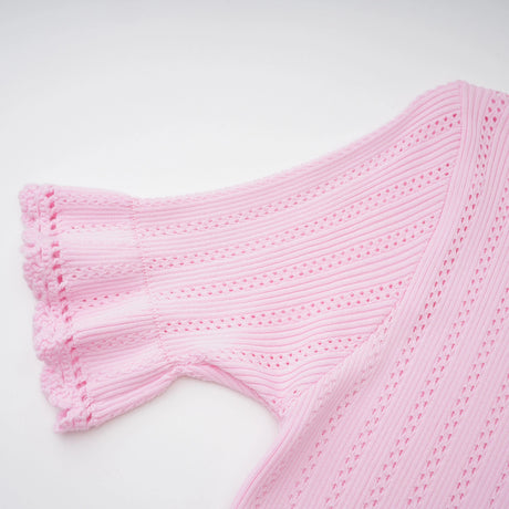 Flavia Midi Dress Pink Stretch Lace Knit