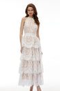 Jocaste White Halterneck Lace Maxi Dress