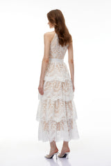 Jocaste White Halterneck Lace Maxi Dress