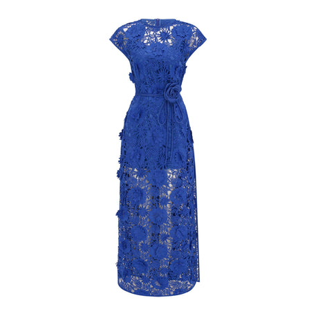 Rita Maxi Dress Blue Floral Appliqué with Cut-Outs