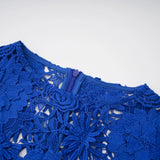 Jochebed Blue Floral Appliqué Maxi Dress with CutOuts
