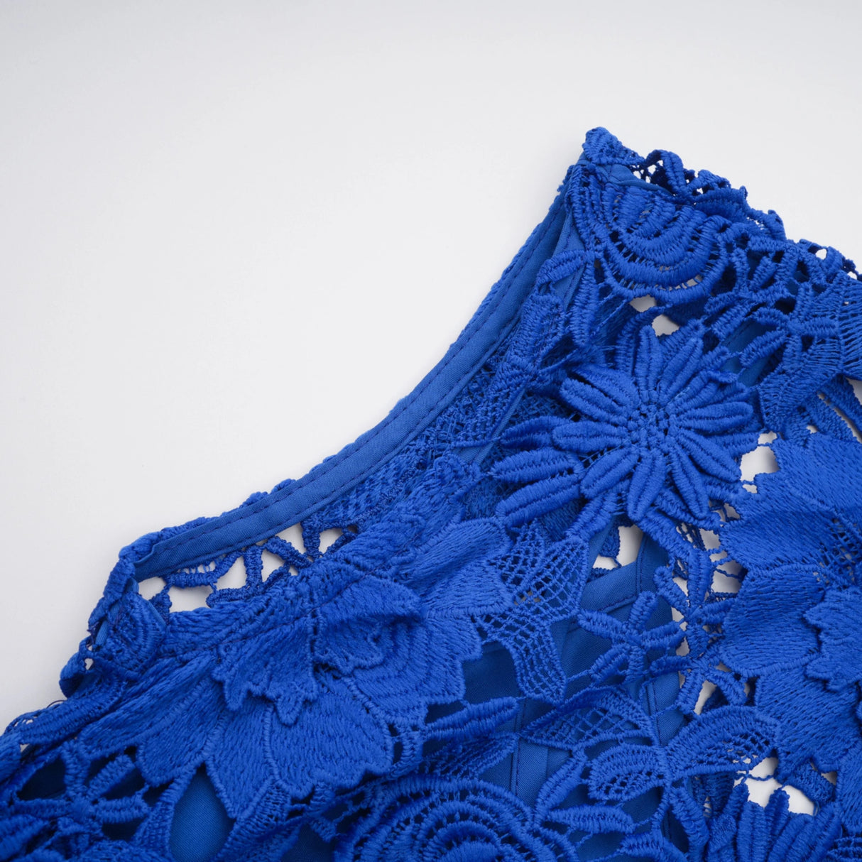 Jochebed Blue Floral Appliqué Maxi Dress with CutOuts