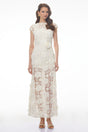 Jochebed White Floral Appliqué Maxi Dress witn CutOuts