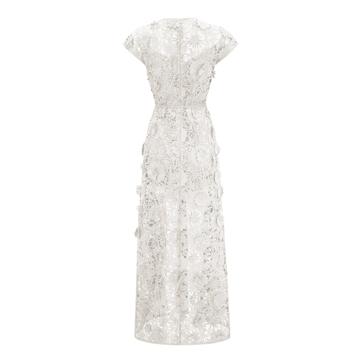 Jochebed White Floral Appliqué Maxi Dress witn CutOuts