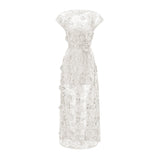 Jochebed White Floral Appliqué Maxi Dress witn CutOuts