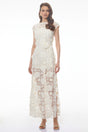 Jochebed White Floral Appliqué Maxi Dress witn CutOuts