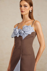 Johanna Brown Floral Panelled Mini Dress