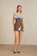 Johanna Brown Floral Panelled Mini Dress