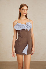 Johanna Brown Floral Panelled Mini Dress