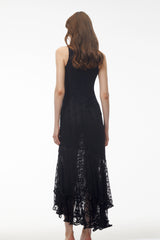 Jonah Black Lace Panel Ruffled Midi Dress