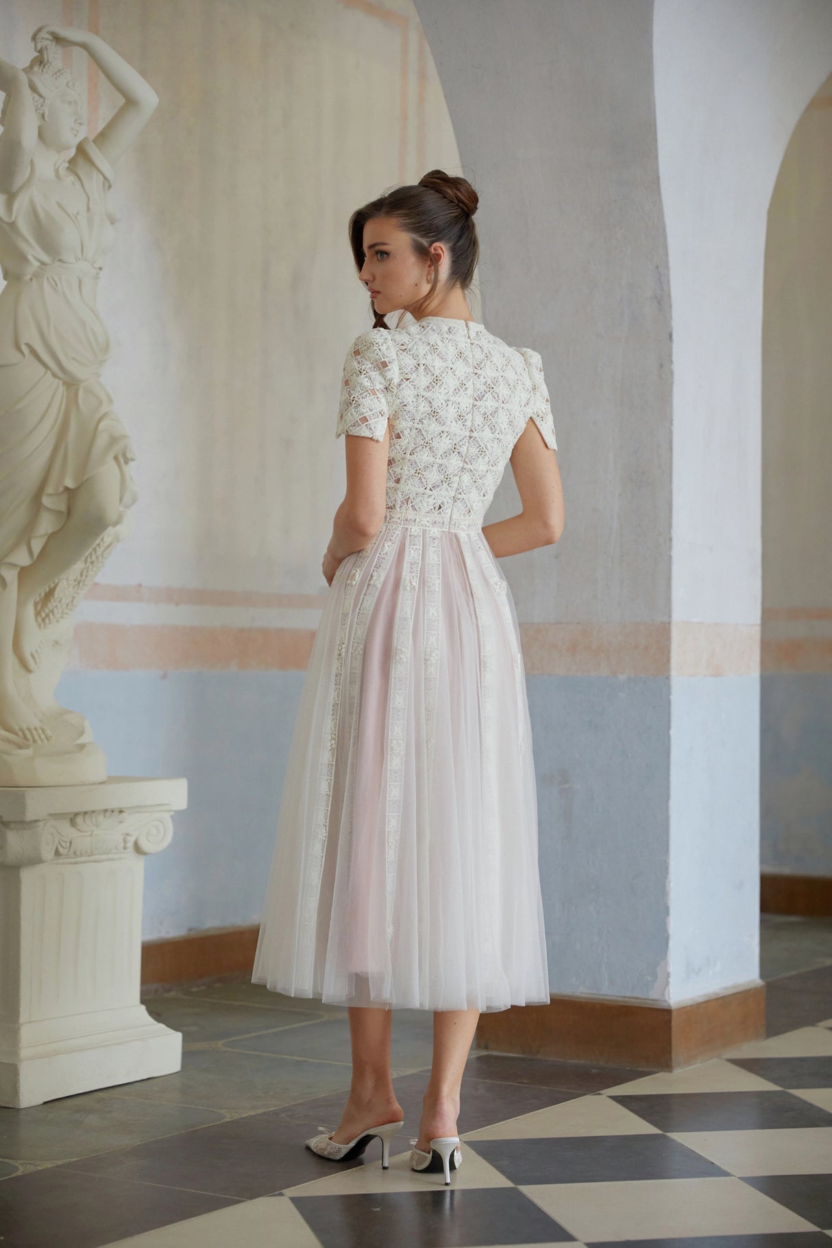 Jorunn White Braided Floral Crochet Midi Dress