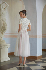 Jorunn White Braided Floral Crochet Midi Dress