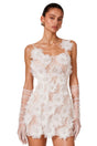 Josephine White Rhinestone Mini Dress with 3D Florals