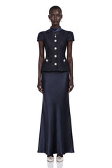 Josette Blue PeplumWaist Paneled Maxi Dress