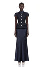 Josette Blue PeplumWaist Paneled Maxi Dress