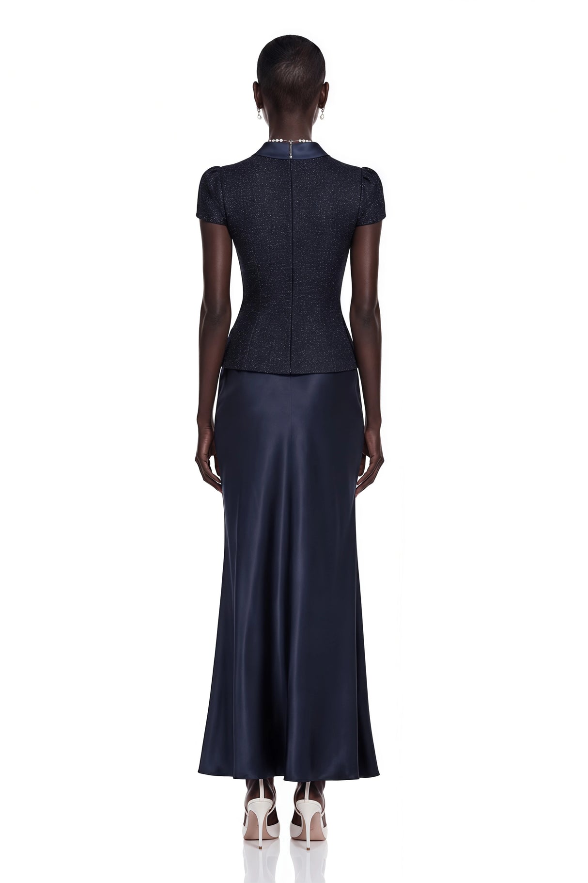 Josette Blue PeplumWaist Paneled Maxi Dress